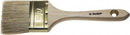Кисть плоская  ЗУБР &quot;УНИВЕРСАЛ-ЭКСПЕРТ&quot;, натуральная щетина, деревянная ручка, 75мм 4-01005-075 купить в Тюмени