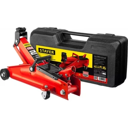 Домкрат гидравлический подкатной &quot;RED FORCE&quot;, 2т, 130-350мм, в кейсе, STAYER 43153-2-K 43153-2-K купить в Тюмени