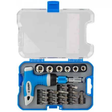 Набор ЗУБР &quot;ЭКСПЕРТ&quot; Отвертка реверсивная с пистолетной двухкомпонетной рукояткой; Cr-V биты, 22 предмета 25412-H22 купить в Тюмени