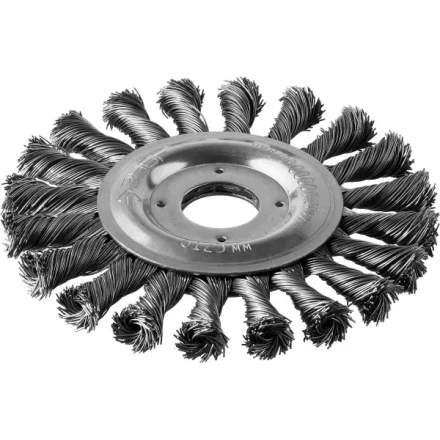 ЗУБР "ПРОФЕССИОНАЛ". Щетка дисковая для УШМ, плетеные пучки стальной проволоки 0,5мм, 125х22мм 35190-125_z02 купить в Тюмени