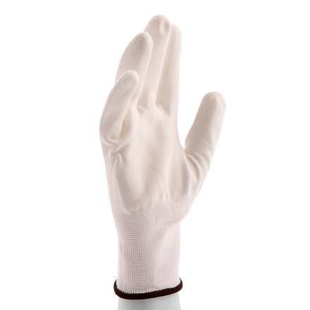 Перчатки трикотажные с белым полиуретановым покрытием, размер L, 15 класс вязки Сибртех 67866 купить в Тюмени
