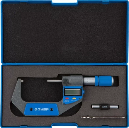 Микрометр ЗУБР &quot;ЭКСПЕРТ&quot; гладкий цифровой, МКЦ 75, диапазон 50-75мм, шаг измерения 0,001мм 34482-75 купить в Тюмени