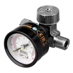 Регулятор давления с манометром для краскораспылителя Denzel K1500, 12 бар, 1/4", 57001