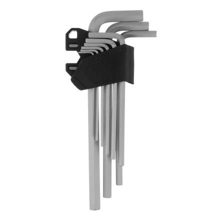 Набор ключей имбусовых, HEX, 1,5-10 мм, CrV, 9 шт., удлиненные Сибртех 123687 купить в Тюмени