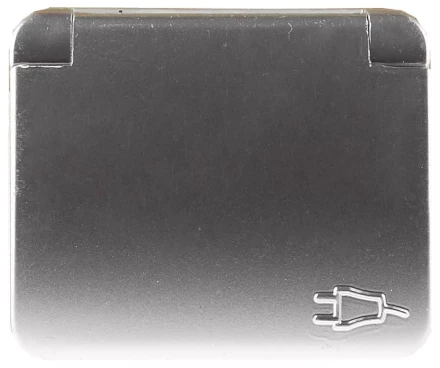 Розетка СВЕТОЗАР &quot;ГАММА&quot; с заземлением, одинарная с крышкой, без вставки и рамки, цвет светло-серый металлик, 16А/~250В SV-54110-SM купить в Тюмени