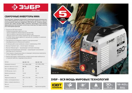 Сварочный инвертор ММА ЗАС-М1-170 серия МАСТЕР купить в Тюмени