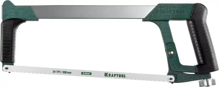 Ножовка по металлу KRAFTOOL "PRO-Kraft", 185 кг рычажное натяжение,обрезиненные рукоятки, биметаллическое полотно, 300 мм 15801_z01 купить в Тюмени
