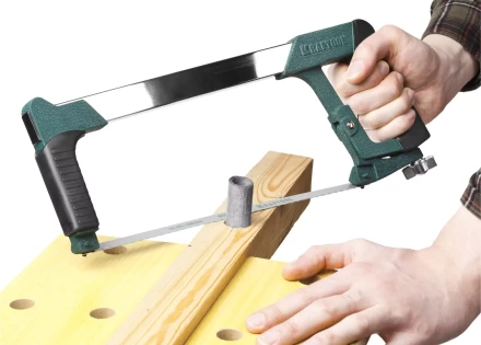 Ножовка по металлу KRAFTOOL &quot;PRO-Kraft&quot;, 185 кг рычажное натяжение,обрезиненные рукоятки, биметаллическое полотно, 300 мм 15801_z01 купить в Тюмени