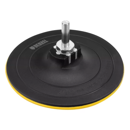 Тарелка опорная для дрели и УШМ с липучкой, 115 мм, твердая, с адаптером c М14 на d8 Denzel 76253 купить в Тюмени