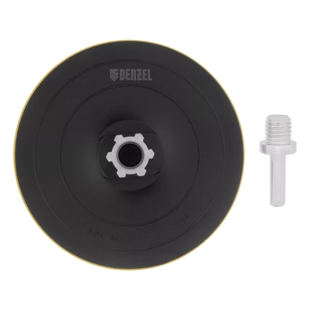 Тарелка опорная для дрели и УШМ с липучкой, 115 мм, твердая, с адаптером c М14 на d8 Denzel 76253 купить в Тюмени