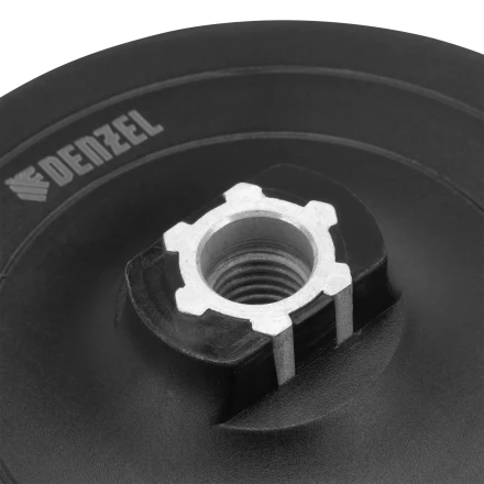 Тарелка опорная для дрели и УШМ с липучкой, 115 мм, твердая, с адаптером c М14 на d8 Denzel 76253 купить в Тюмени