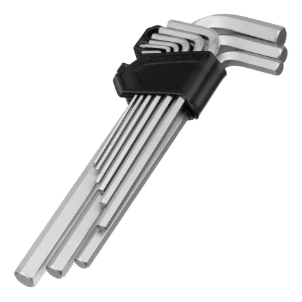 Набор ключей имбусовых, HEX, 2-12 мм, CrV, 9 шт., удлиненные Сибртех 123697 купить в Тюмени