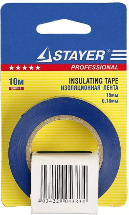 Изолента, STAYER Profi 12292-B-15-10, ПВХ, на карточке, 15мм х 10м х 0,18мм, синяя 12292-B-15-10 купить в Тюмени