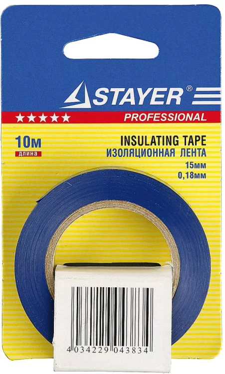 Изолента, STAYER Profi 12292-B-15-10, ПВХ, на карточке, 15мм х 10м х 0,18мм, синяя 12292-B-15-10 купить в Тюмени