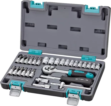 Набор инструментов,  1/4  CrV пластиковый кейс 29 предметов STELS 14100 купить в Тюмени