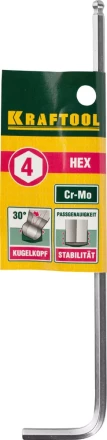 Ключ KRAFTOOL &quot;INDUSTRIE&quot; имбусовый, длинный c шариком, Cr-Mo, хромосатинированное покрытие, HEX 4 27437-4 купить в Тюмени