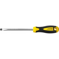 Отвертка STAYER "MASTER" "ТECHNO", двухкомпонентная рукоятка, магнитный наконечник, Cr-V, SL8,0x150мм 2507-08-15_z02