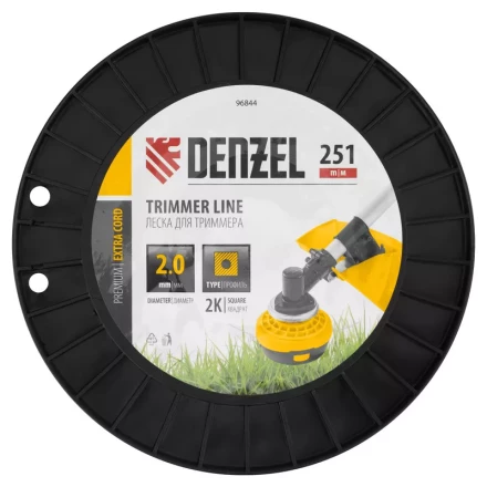 Леска для триммера двухкомпонентная квадрат, 2,0мм х 251м, на DIN катушке EXTRA CORD// Denzel 96844 купить в Тюмени
