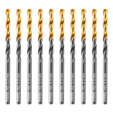 Сверло по металлу, 3,5 мм, HSS-Tin, Golden Tip, 10 шт. Denzel 717207 купить в Тюмени