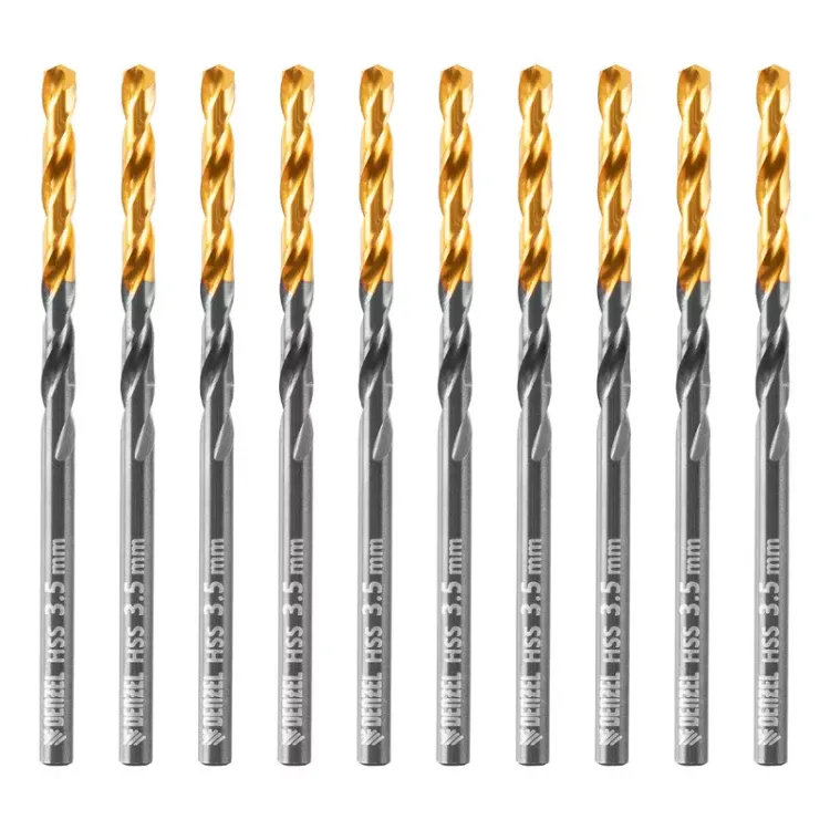 Сверло по металлу, 3,5 мм, HSS-Tin, Golden Tip, 10 шт. Denzel 717207 купить в Тюмени