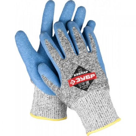 Перчатки ЗУБР для защиты от порезов, с рельефным латексным покрытием, размер M (8) 11277-M купить в Тюмени