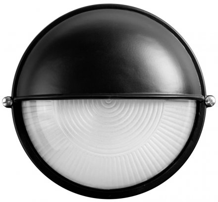 Светильник уличный СВЕТОЗАР влагозащищенный с верхним защитным кожухом, круг, цвет черный, 60Вт SV-57261-B купить в Тюмени