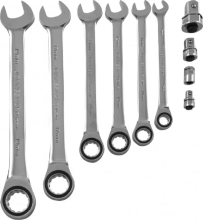 Набор ключей комбинированных трещеточных  8-19мм  адаптеры 10предметов Jonnesway W45110S 48879 купить в Тюмени