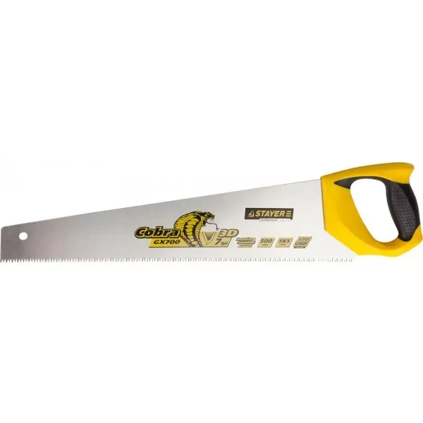 Ножовка STAYER "PROFI" "COBRA" GX700, трехгранный японский зуб, импульсная закалка, 2-х комп ручка, 7 TPI, 500мм 1513-50_z02 купить в Тюмени