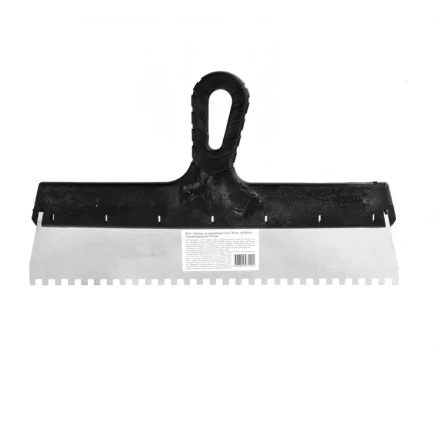 Шпатель  из нержавеющей стали 350 мм зуб 6 х 6 мм пластмассовая ручка 85141 купить в Тюмени