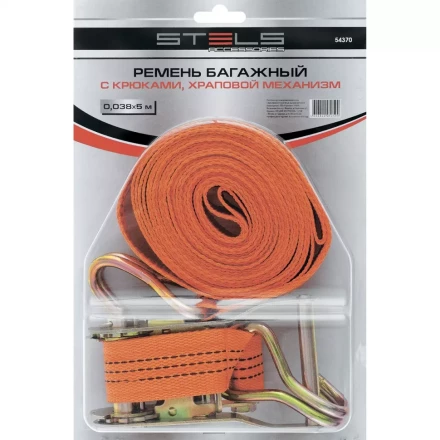 Ремень багажный с крюками 0.038х5 м храповый механизм STELS 54370 купить в Тюмени