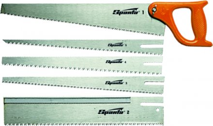 Ножовка по дереву 350 мм  5 сменных полотен пластиковая рукоятка SPARTA 231255 купить в Тюмени