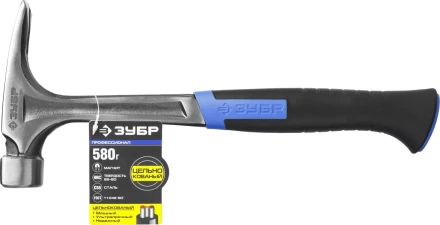 Молоток-гвоздодер ЗУБР &quot;ПРОФЕССИОНАЛ&quot; цельнокованый с магнитом и двухкомпонентной рукояткой, 580г 20258-580 купить в Тюмени