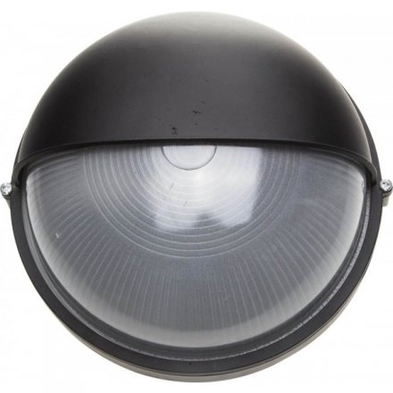 Светильник уличный СВЕТОЗАР влагозащищенный с верхним защитным кожухом, круг, цвет черный, 100Вт SV-57263-B купить в Тюмени