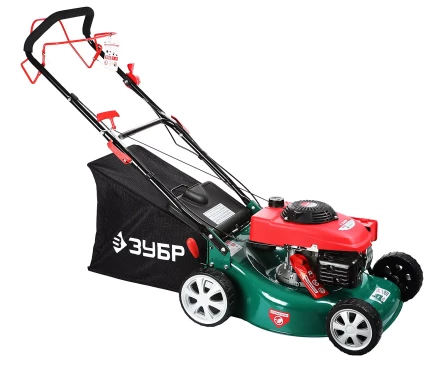 Газонокосилка ЗУБР бензиновая, самоход, 10 ступ. (25-75мм), 60л травосборник, 135см3, 460мм, 3.3кВт ЗГКБ-460СТ купить в Тюмени