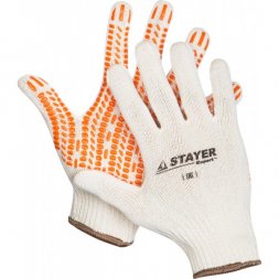 Перчатки STAYER &quot;EXPERT&quot; трикотажные с защитой от скольжения, 10 класс, х/б, S-M 11401-S