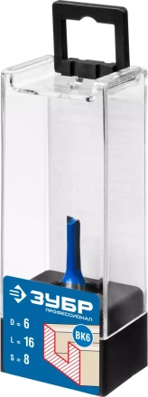 ЗУБР 6 x 16 мм, хвостовик 8 мм, фреза пазовая прямая, Профессионал (28753-6-16) купить в Тюмени