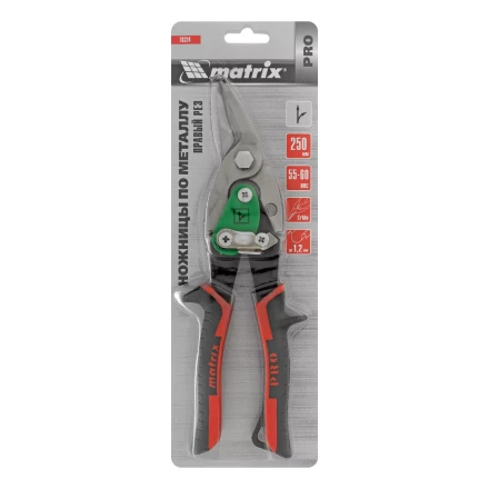 Ножницы по металлу Matrix, 250 мм, правый рез, сталь CRMO, двухкомпонентные рукоятки, PRO 78324 купить в Тюмени