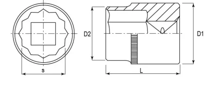 Головка торцевая 12-гранная 1/2&quot;DR 22 мм S04H4922 Jonnesway 48168 купить в Тюмени