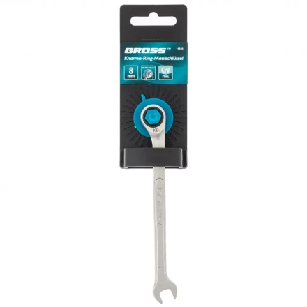 Ключ комбинированный трещоточный 8 мм количество зубьев 100 Gross 14846 купить в Тюмени