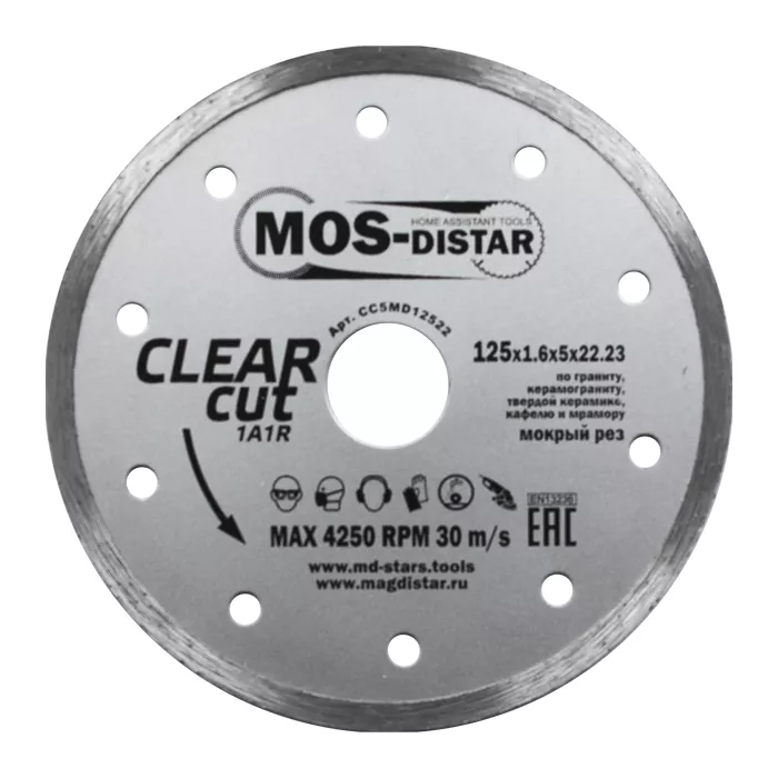 Алмазный отрезной диск 1A1R CLEAR CUT (Чистый рез) (5 mm) MOS-DISTAR 115*1,6*5*22,23 mm купить в Тюмени