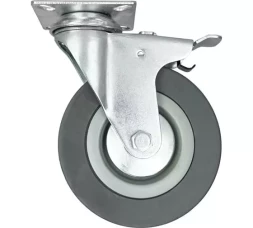 Аппаратное поворотное колесо с тормозом HITCH 75*20 резина серая SCgb93 (SZ084837)