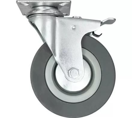 Аппаратное поворотное колесо с тормозом HITCH 75*20 резина серая SCgb93 (SZ084837) купить в Тюмени