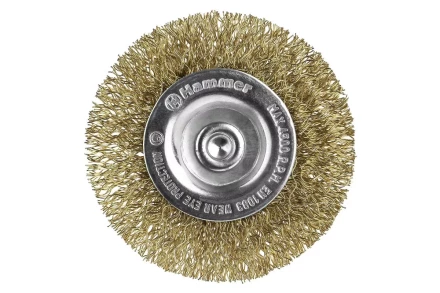 Кордщетка HAMMER плоская 63мм для дрели гофрированная латунированная сталь (207-206) купить в Тюмени