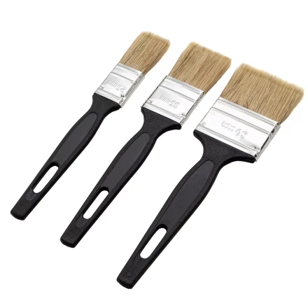 Набор кистей флейцевых 3 шт. (25 мм, 35 мм, 50 мм), натуральная щетина, пластиковая ручка Сибртех 82507 купить в Тюмени