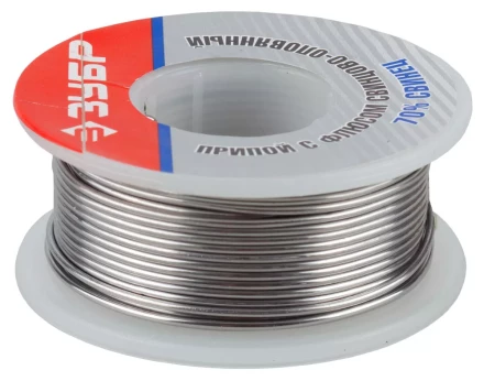 Припой ЗУБР оловянно-свинцовый, 30% Sn / 70% Pb, 100гр 55422-100 купить в Тюмени