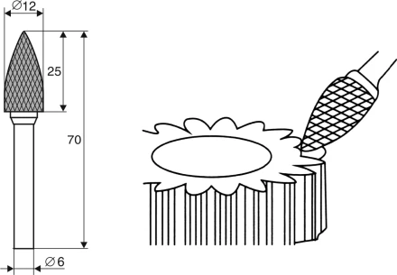 Борфреза Аркоподобная заостренная G 6х12 Энкор 21713 купить в Тюмени