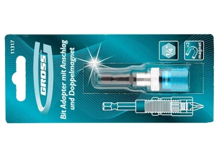 GROSS адаптер для бит с ограничителем и двойным магнитом, 1/4&quot; 11317 купить в Тюмени