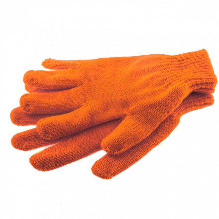 Перчатки трикотажные акрил двойные оранжевый двойная манжета Россия Сибртех 68689 купить в Тюмени