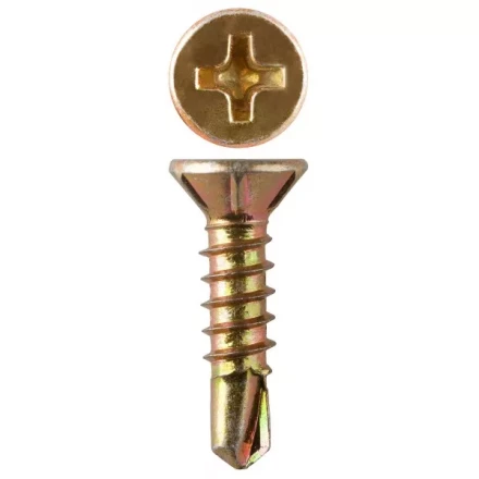 Саморезы ЗУБР &quot;МАСТЕР&quot; со сверлом для оконного профиля, жёлтопассивированные, 3.9x13мм, 17500шт 4-300230-39-013 купить в Тюмени