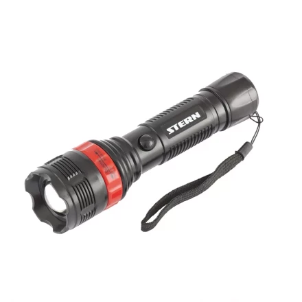 Фонарь бытовой пластик 3W LED ремешок зум 3 режима 100% - 50% - стробоскоп 3хААА Stern 90572 купить в Тюмени